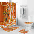 Perth Scorchers Bathroom Set Aboriginal Dot Art Orange White - Tribal Wave Pattern