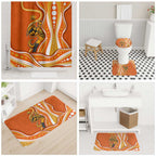 Perth Scorchers Bathroom Set Aboriginal Dot Art Orange White - Tribal Wave Pattern