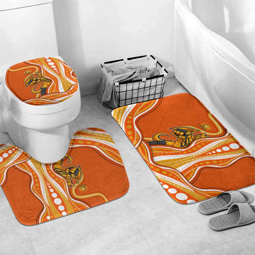 Perth Scorchers Bathroom Set Aboriginal Dot Art Orange White - Tribal Wave Pattern