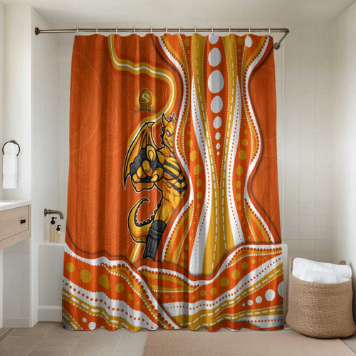Perth Scorchers Bathroom Set Aboriginal Dot Art Orange White - Tribal Wave Pattern