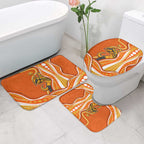 Perth Scorchers Bathroom Set Aboriginal Dot Art Orange White - Tribal Wave Pattern