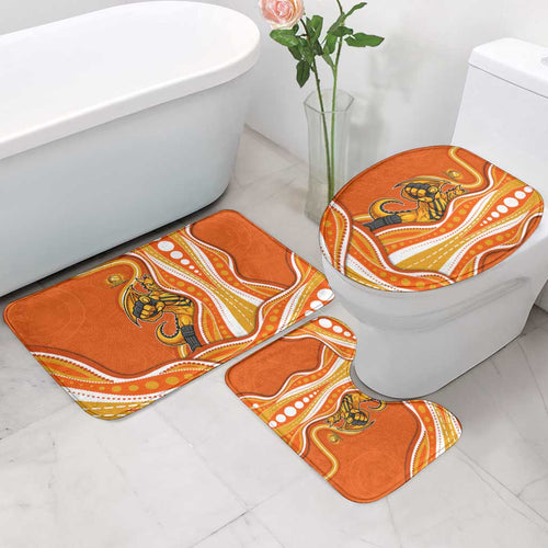 Perth Scorchers Bathroom Set Aboriginal Dot Art Orange White - Tribal Wave Pattern