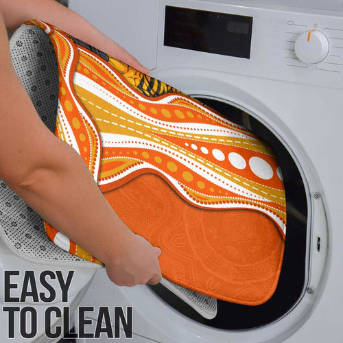 Perth Scorchers Bathroom Set Aboriginal Dot Art Orange White - Tribal Wave Pattern