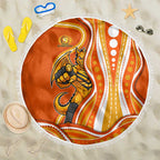 Perth Scorchers Beach Blanket Aboriginal Dot Art Orange White - Tribal Wave Pattern