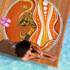 Perth Scorchers Beach Blanket Aboriginal Dot Art Orange White - Tribal Wave Pattern