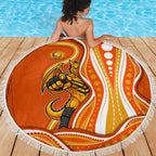 Perth Scorchers Beach Blanket Aboriginal Dot Art Orange White - Tribal Wave Pattern