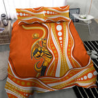 Perth Scorchers Bedding Set Aboriginal Dot Art Orange White - Tribal Wave Pattern