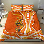 Perth Scorchers Bedding Set Aboriginal Dot Art Orange White - Tribal Wave Pattern