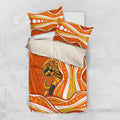 Perth Scorchers Bedding Set Aboriginal Dot Art Orange White - Tribal Wave Pattern