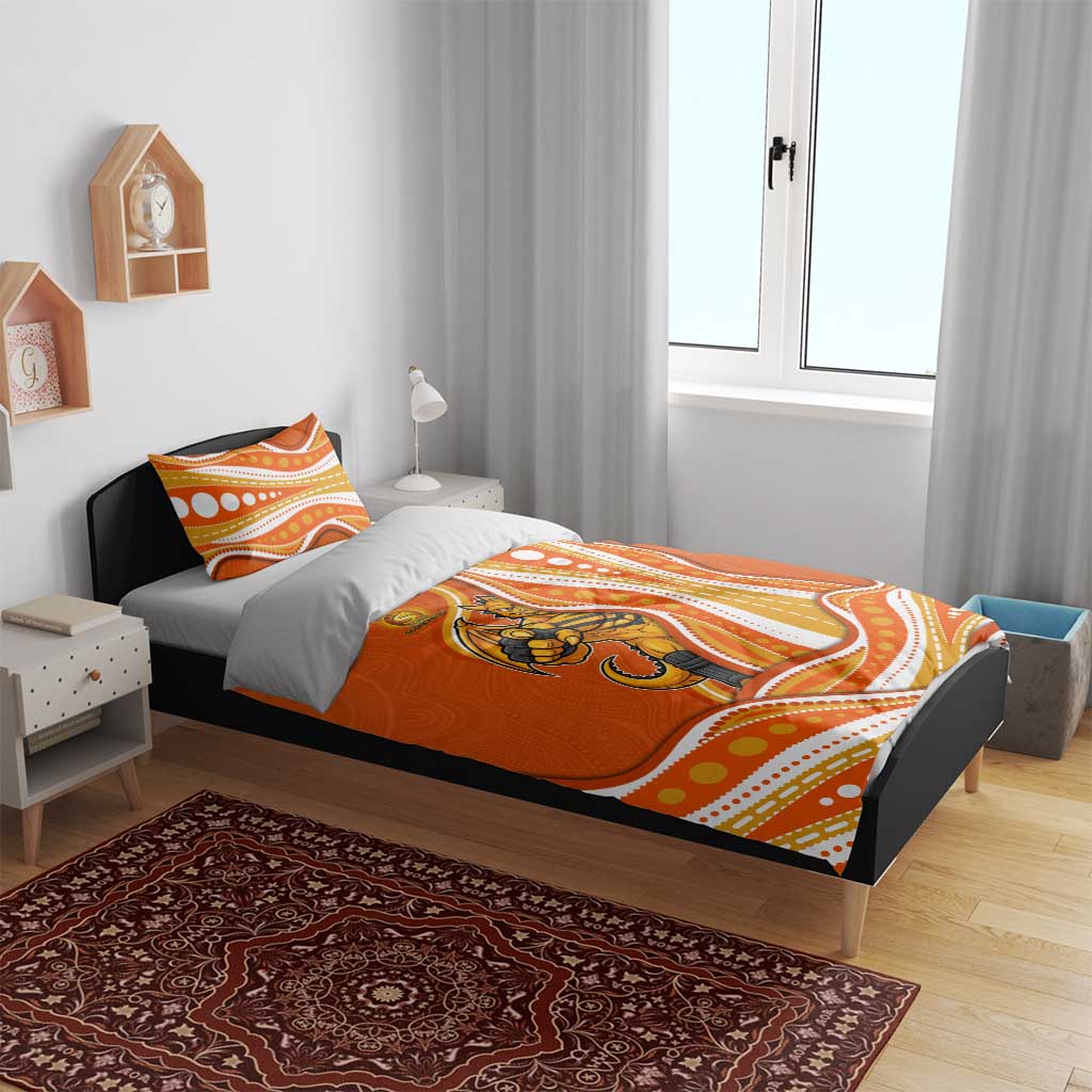 Perth Scorchers Bedding Set Aboriginal Dot Art Orange White - Tribal Wave Pattern
