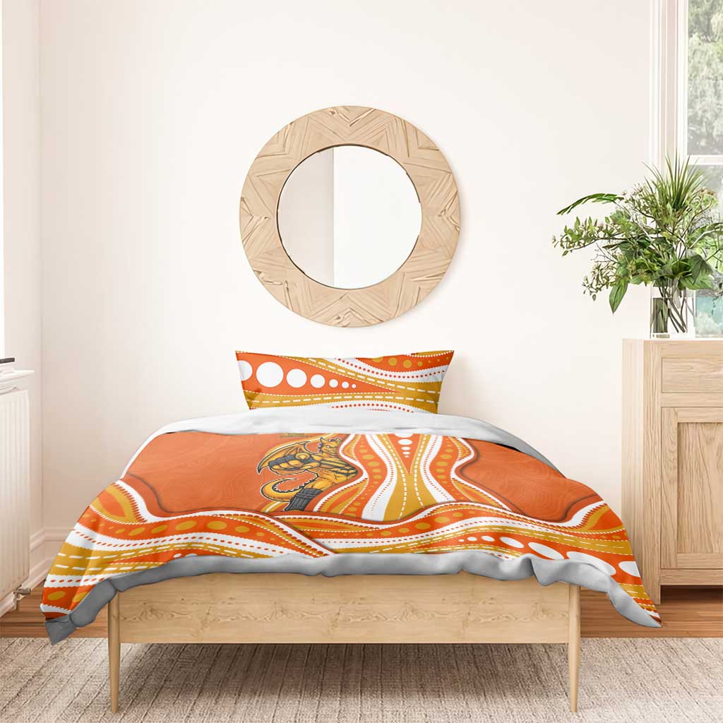 Perth Scorchers Bedding Set Aboriginal Dot Art Orange White - Tribal Wave Pattern