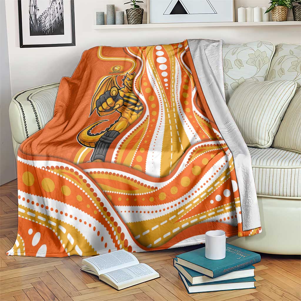 Perth Scorchers Blanket Aboriginal Dot Art Orange White - Tribal Wave Pattern