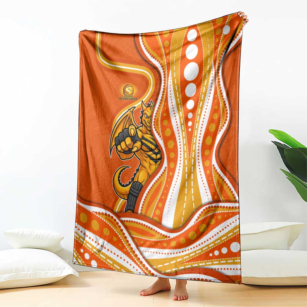 Perth Scorchers Blanket Aboriginal Dot Art Orange White - Tribal Wave Pattern