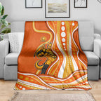 Perth Scorchers Blanket Aboriginal Dot Art Orange White - Tribal Wave Pattern