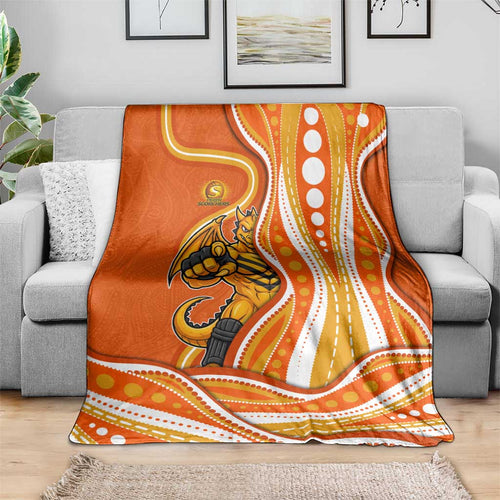 Perth Scorchers Blanket Aboriginal Dot Art Orange White - Tribal Wave Pattern