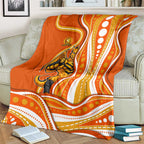 Perth Scorchers Blanket Aboriginal Dot Art Orange White - Tribal Wave Pattern