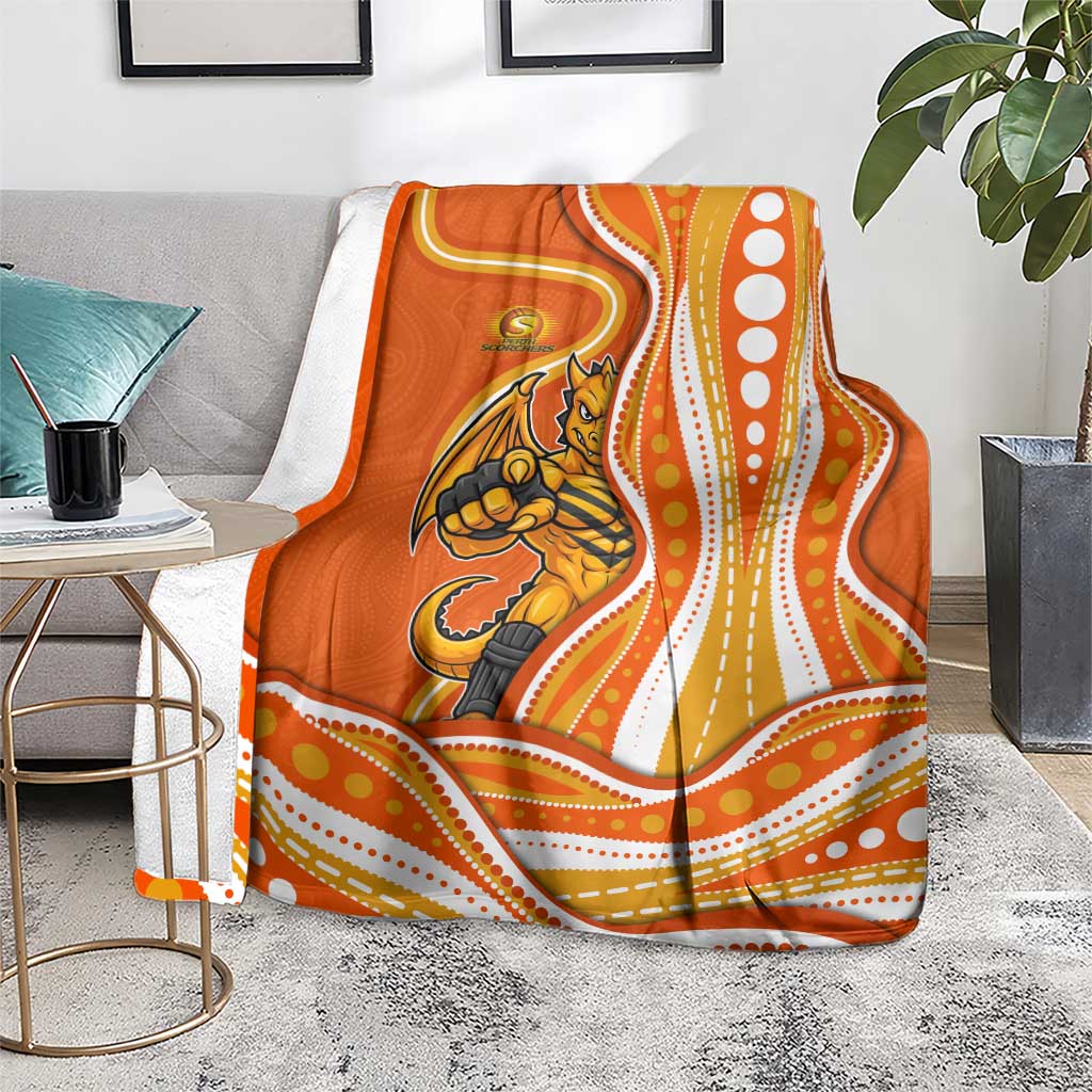 Perth Scorchers Blanket Aboriginal Dot Art Orange White - Tribal Wave Pattern