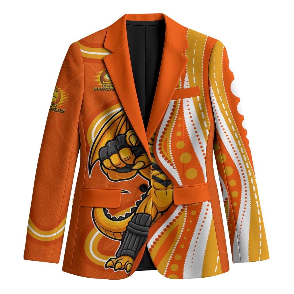 Perth Scorchers Blazer Aboriginal Dot Art Orange White - Tribal Wave Pattern