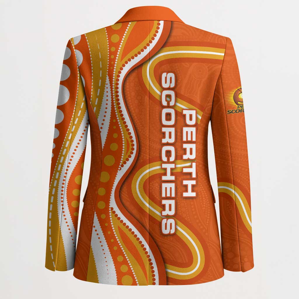 Perth Scorchers Blazer Aboriginal Dot Art Orange White - Tribal Wave Pattern