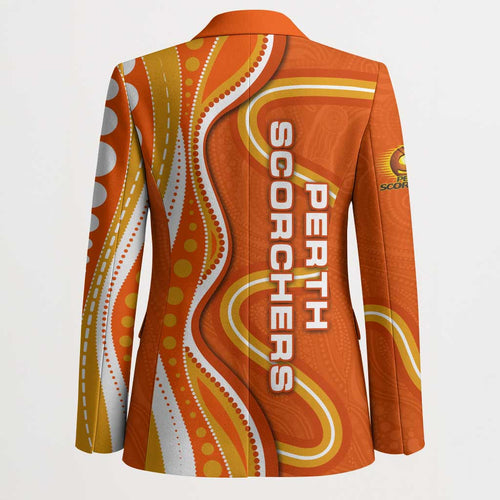 Perth Scorchers Blazer Aboriginal Dot Art Orange White - Tribal Wave Pattern
