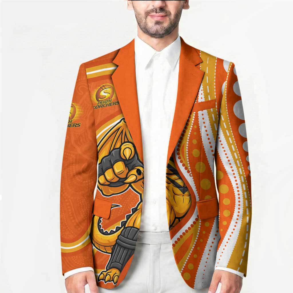 Perth Scorchers Blazer Aboriginal Dot Art Orange White - Tribal Wave Pattern