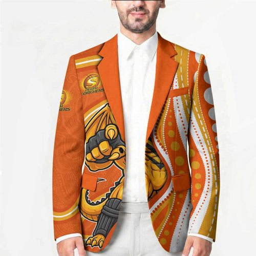 Perth Scorchers Blazer Aboriginal Dot Art Orange White - Tribal Wave Pattern
