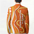 Perth Scorchers Blazer Aboriginal Dot Art Orange White - Tribal Wave Pattern