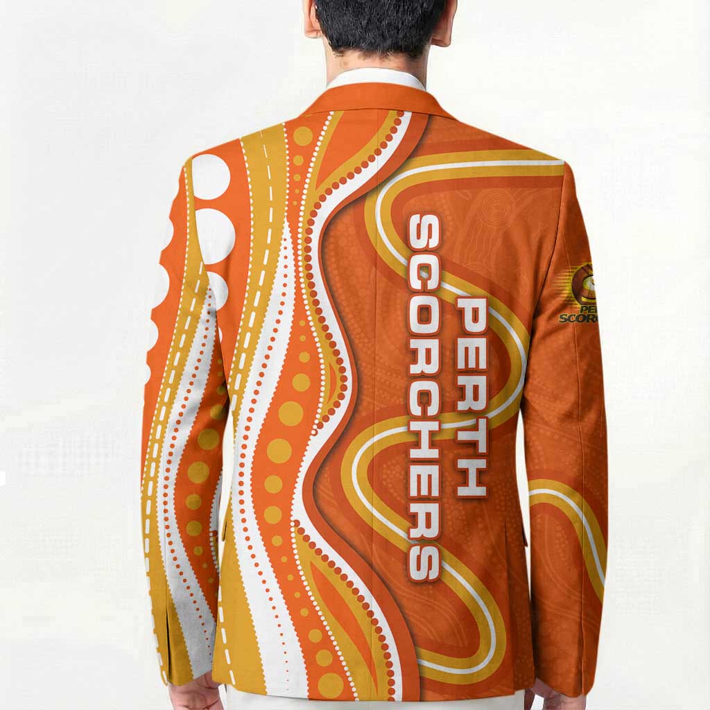 Perth Scorchers Blazer Aboriginal Dot Art Orange White - Tribal Wave Pattern
