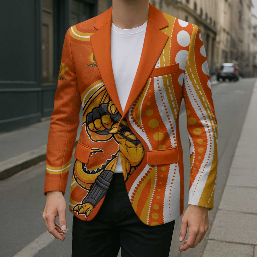 Perth Scorchers Blazer Aboriginal Dot Art Orange White - Tribal Wave Pattern