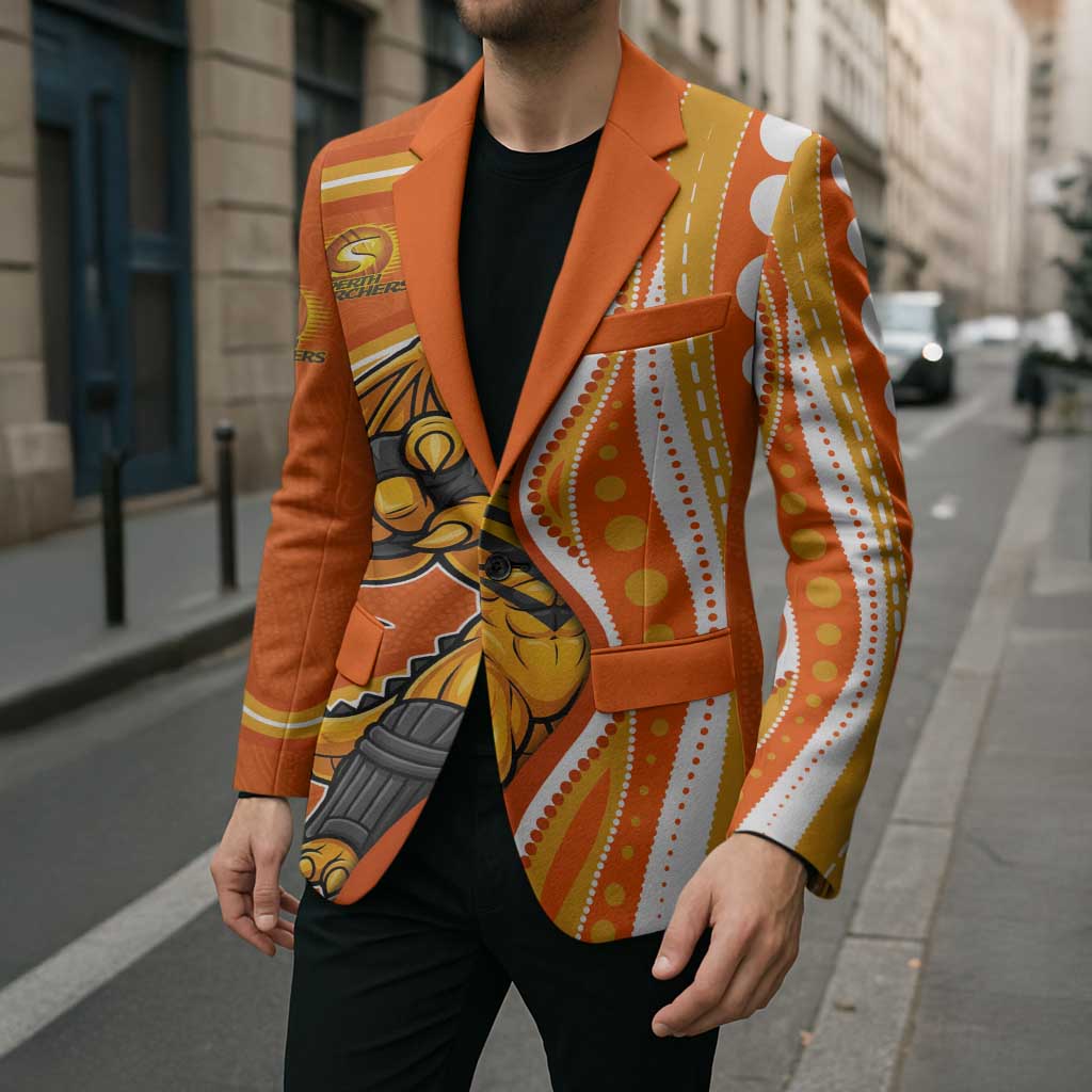 Perth Scorchers Blazer Aboriginal Dot Art Orange White - Tribal Wave Pattern