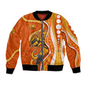 Perth Scorchers Bomber Jacket Aboriginal Dot Art Orange White - Tribal Wave Pattern