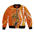 Perth Scorchers Bomber Jacket Aboriginal Dot Art Orange White - Tribal Wave Pattern