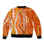 Perth Scorchers Bomber Jacket Aboriginal Dot Art Orange White - Tribal Wave Pattern