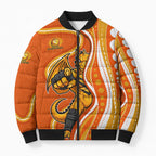 Perth Scorchers Bomber Puffer Jacket Aboriginal Dot Art Orange White - Tribal Wave Pattern