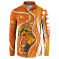 Perth Scorchers Button Sweatshirt Aboriginal Dot Art Orange White - Tribal Wave Pattern