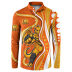 Perth Scorchers Button Sweatshirt Aboriginal Dot Art Orange White - Tribal Wave Pattern