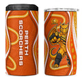 Perth Scorchers 4 in 1 Can Cooler Tumbler Aboriginal Dot Art Orange White - Tribal Wave Pattern