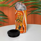 Perth Scorchers 4 in 1 Can Cooler Tumbler Aboriginal Dot Art Orange White - Tribal Wave Pattern