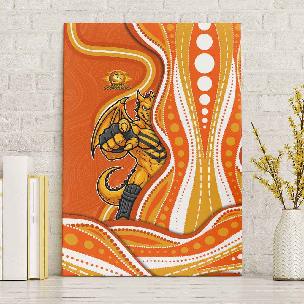 Perth Scorchers Canvas Wall Art Aboriginal Dot Art Orange White - Tribal Wave Pattern