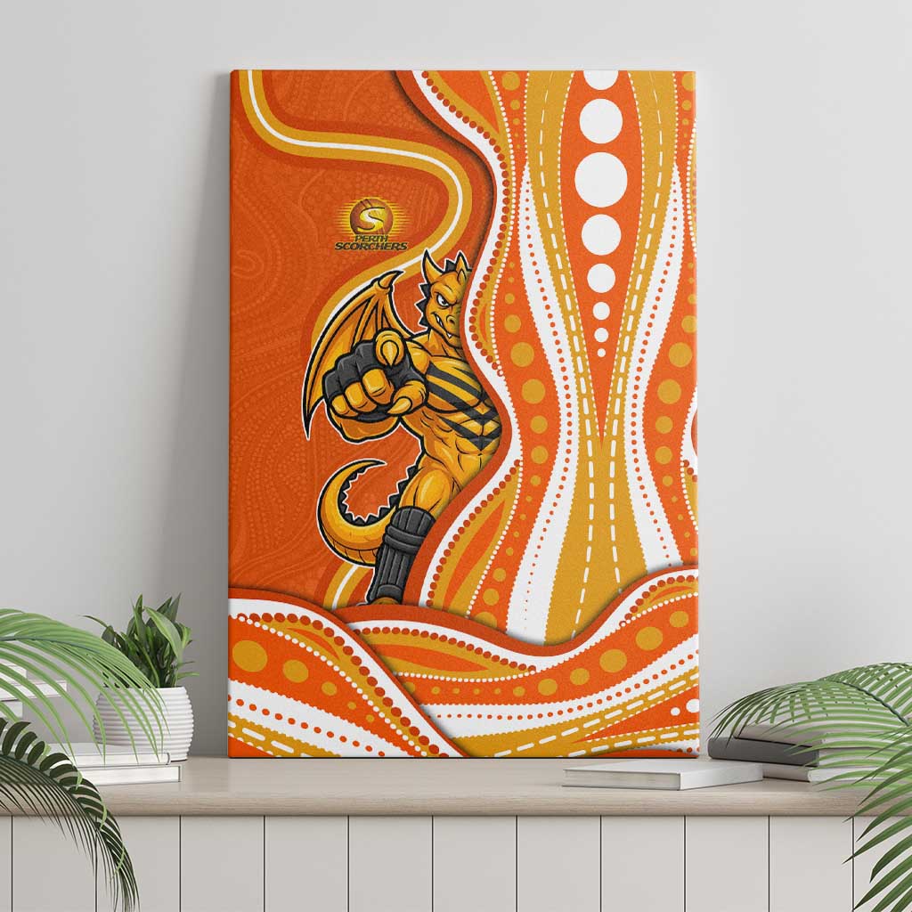 Perth Scorchers Canvas Wall Art Aboriginal Dot Art Orange White - Tribal Wave Pattern