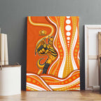 Perth Scorchers Canvas Wall Art Aboriginal Dot Art Orange White - Tribal Wave Pattern