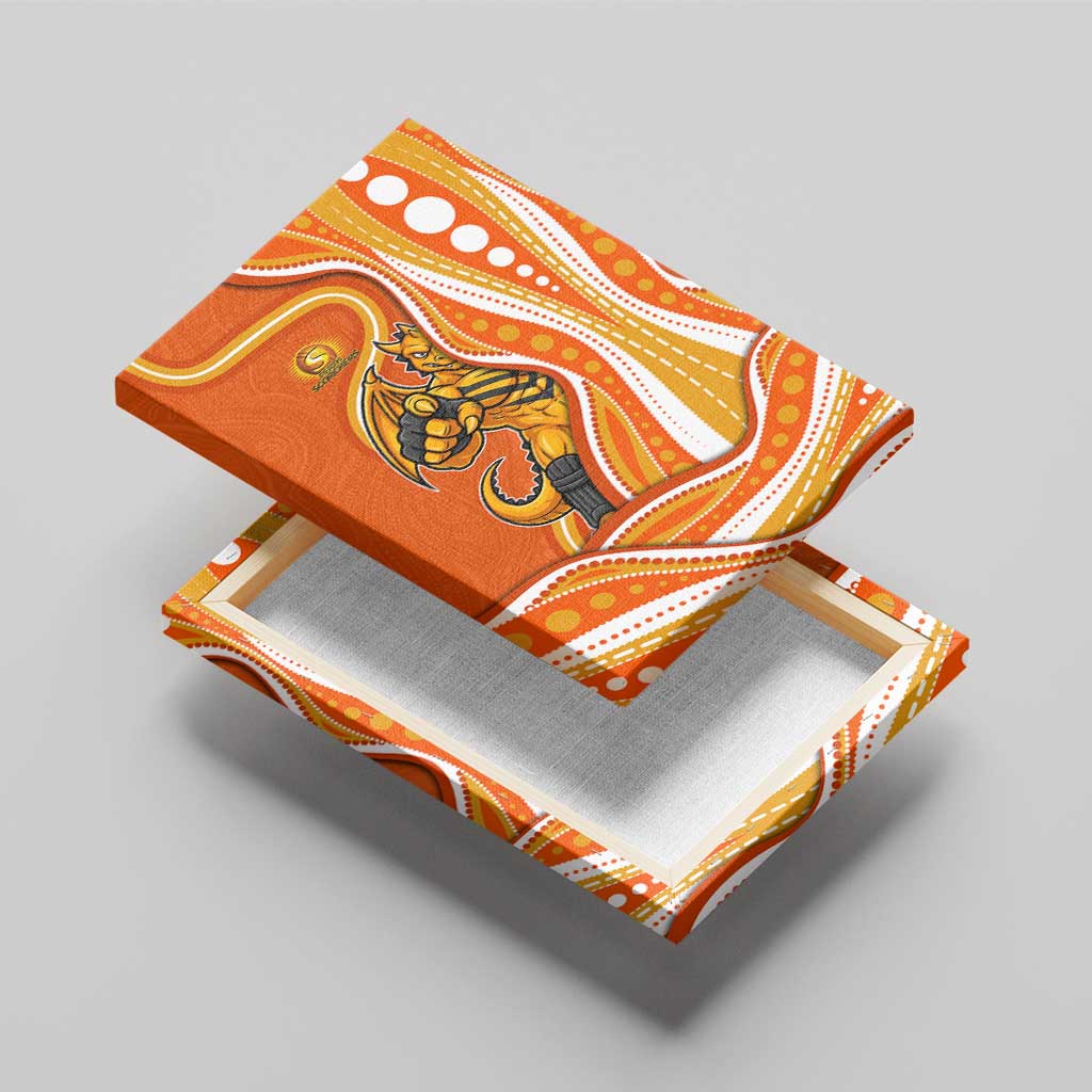 Perth Scorchers Canvas Wall Art Aboriginal Dot Art Orange White - Tribal Wave Pattern