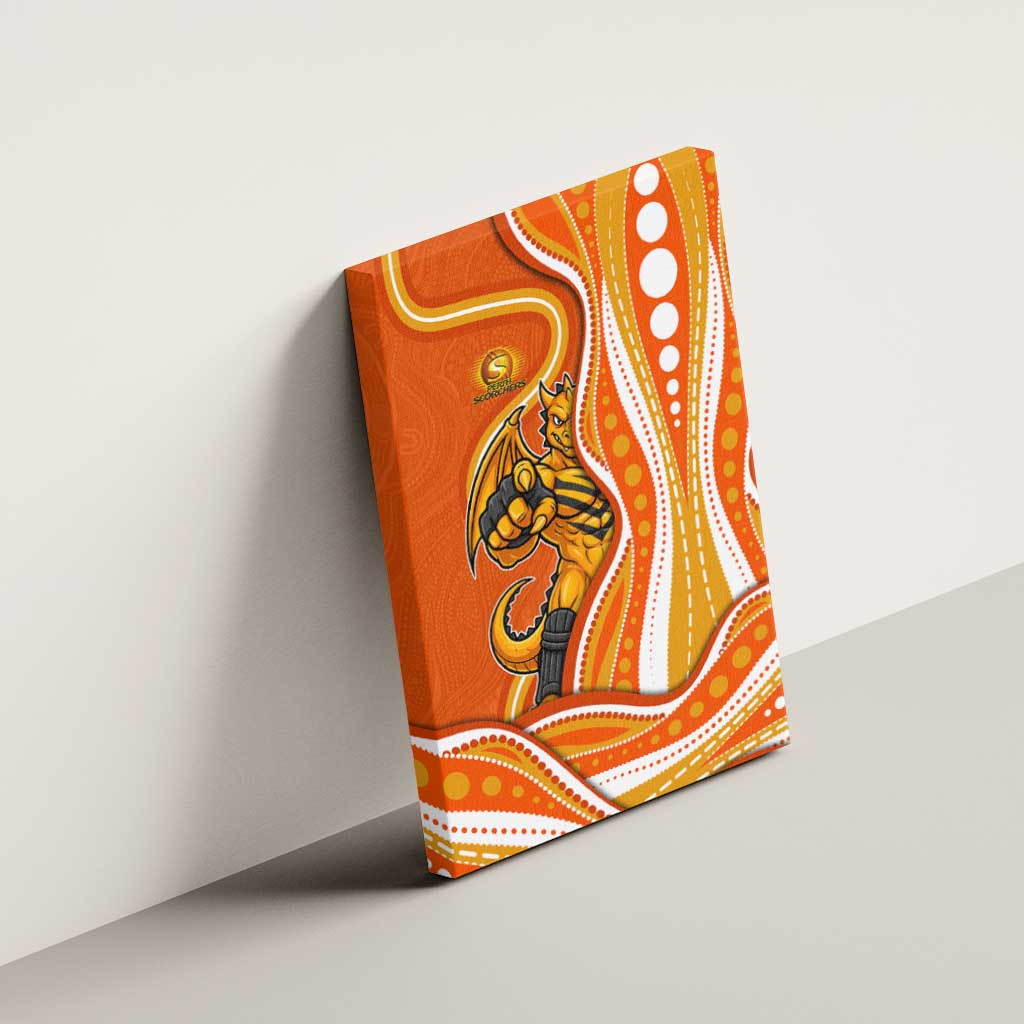 Perth Scorchers Canvas Wall Art Aboriginal Dot Art Orange White - Tribal Wave Pattern