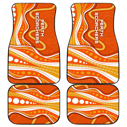 Perth Scorchers Car Mats Aboriginal Dot Art Orange White - Tribal Wave Pattern