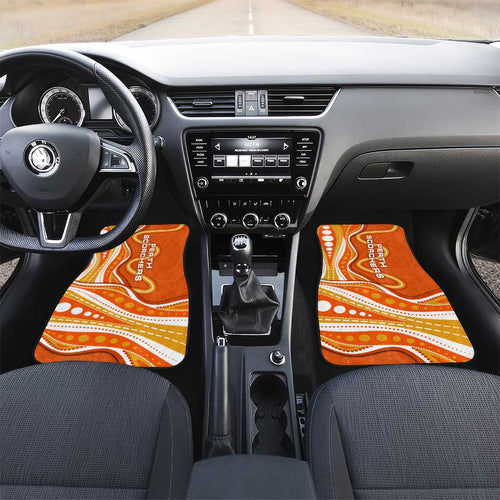 Perth Scorchers Car Mats Aboriginal Dot Art Orange White - Tribal Wave Pattern