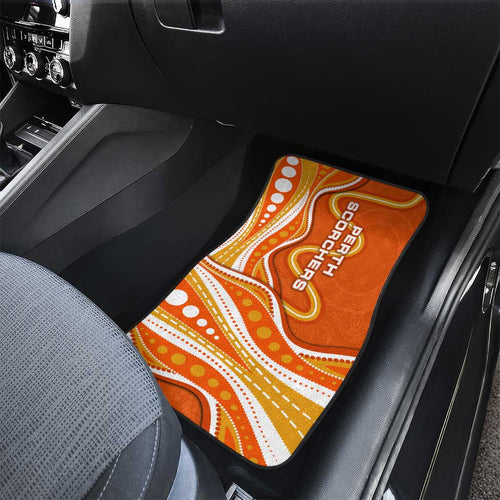 Perth Scorchers Car Mats Aboriginal Dot Art Orange White - Tribal Wave Pattern