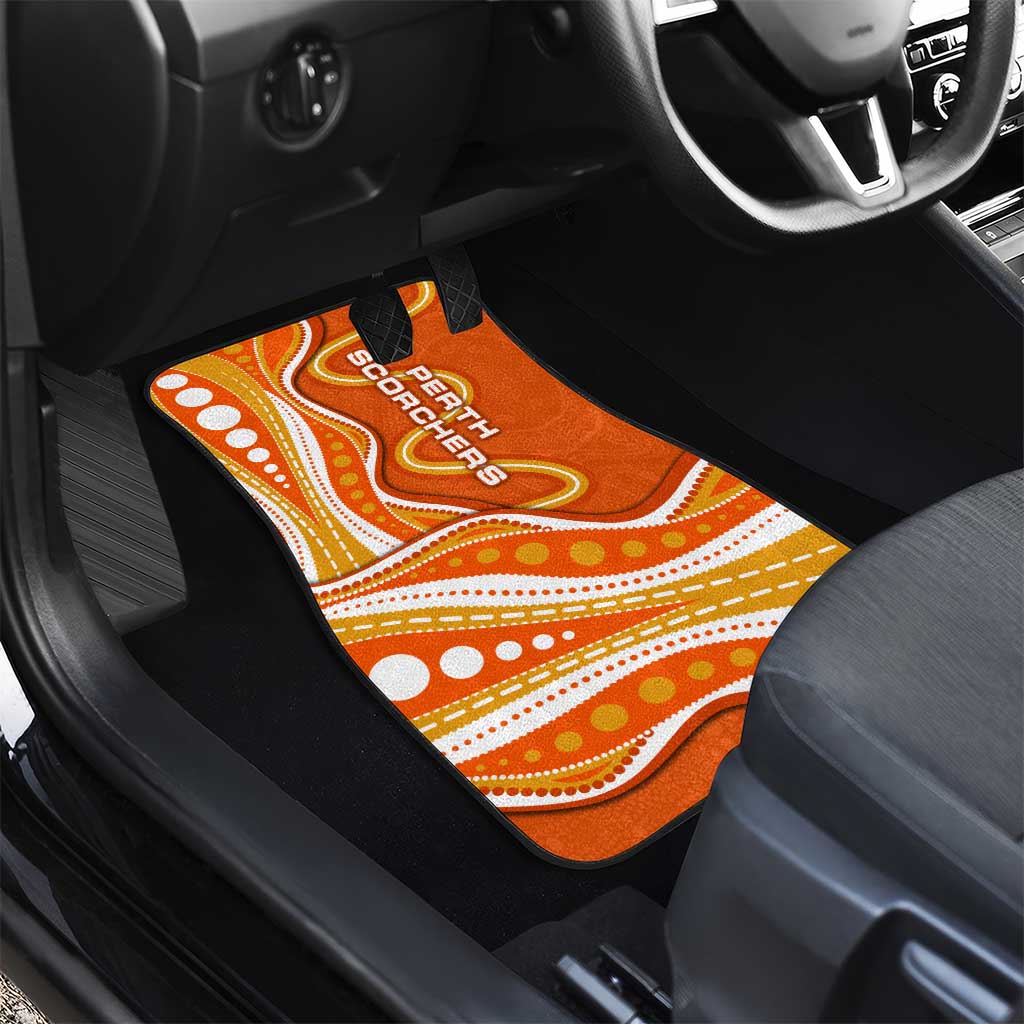 Perth Scorchers Car Mats Aboriginal Dot Art Orange White - Tribal Wave Pattern
