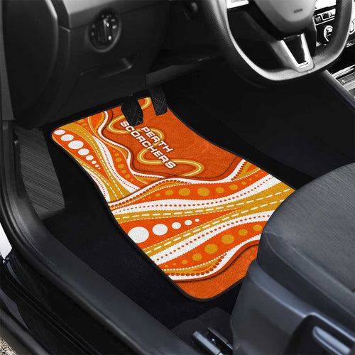 Perth Scorchers Car Mats Aboriginal Dot Art Orange White - Tribal Wave Pattern