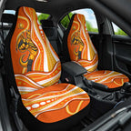 Perth Scorchers Car Seat Cover Aboriginal Dot Art Orange White - Tribal Wave Pattern