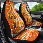 Perth Scorchers Car Seat Cover Aboriginal Dot Art Orange White - Tribal Wave Pattern